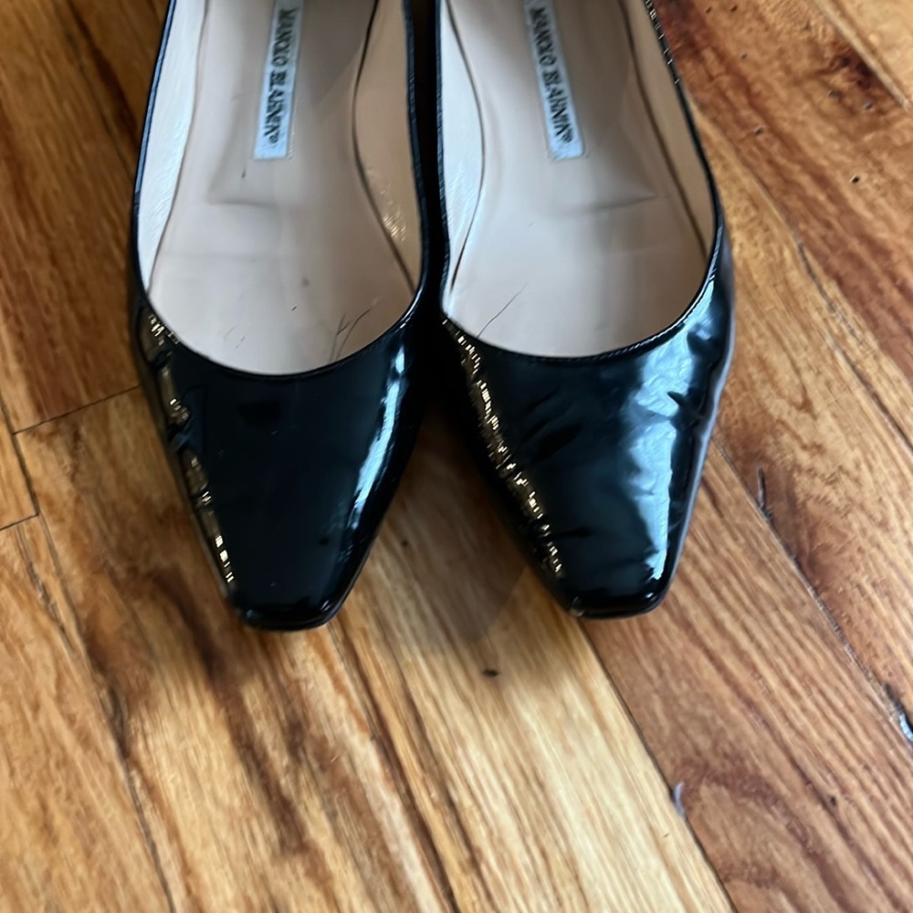 Manolo Blahnik Black Patent Leather Flats